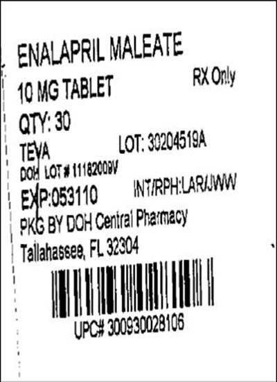 Image Of 10 mg Label (Enalapril 10mg(teva))
